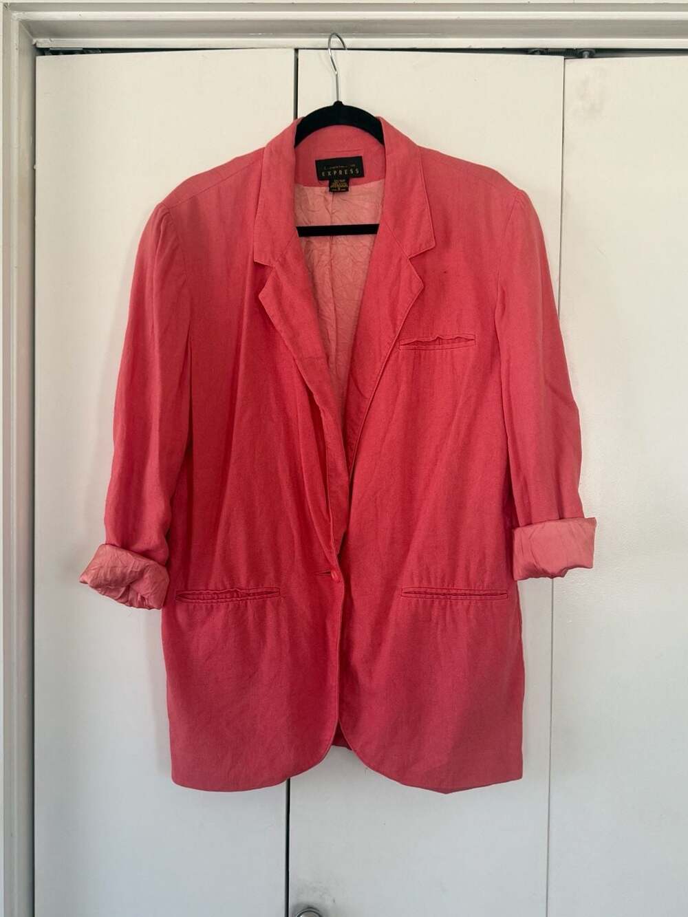 Express Vintage Linen Blend Coral Blazer